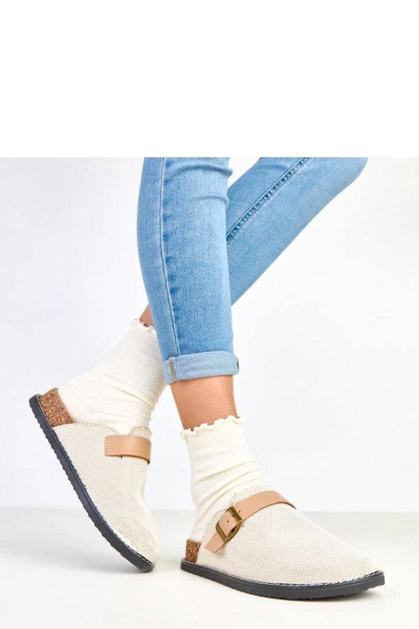 Beige Slippers.Fabric, Footbed and Platform Height