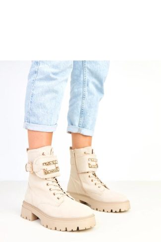 Beige Bootie....Fabric, Footbed, Upper Height and Platform Height