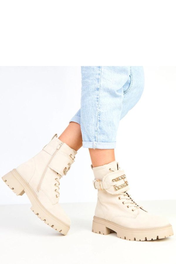 Beige Bootie....Fabric, Footbed, Upper Height and Platform Height