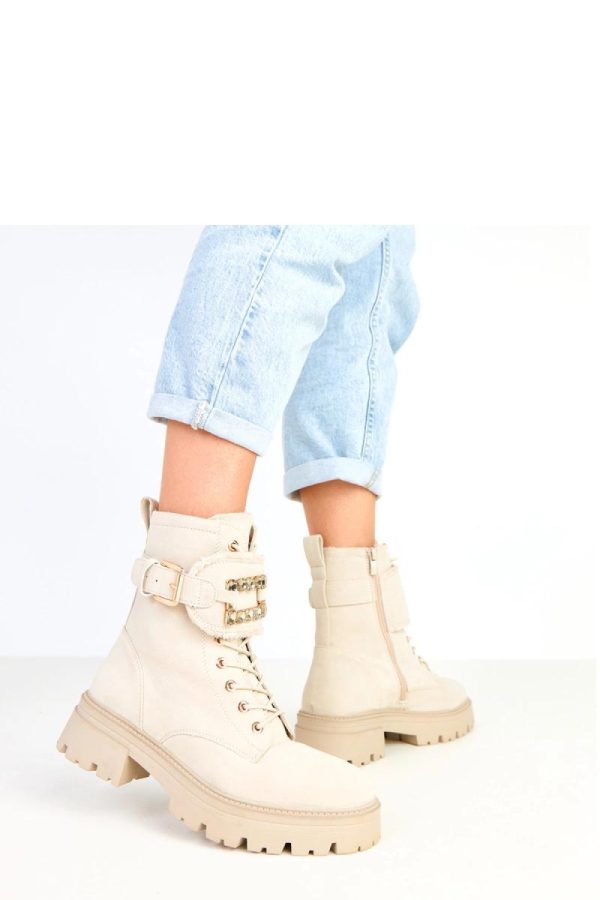 Beige Bootie....Fabric, Footbed, Upper Height and Platform Height