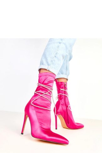 1093098 Pink Heel Boots.Fabric, Footbed, Upper Height and Heel Height