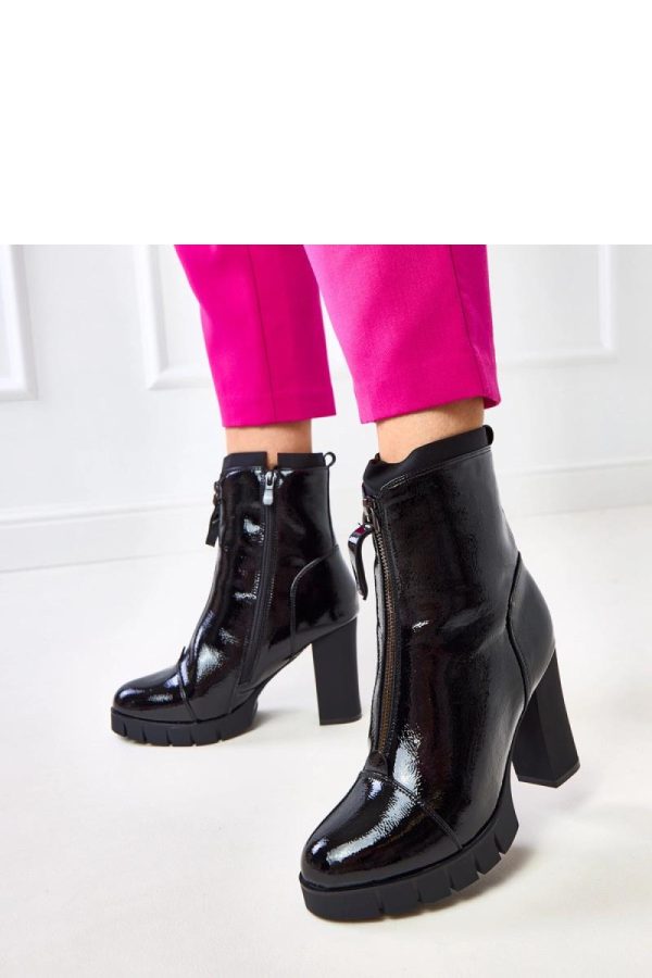 Black Heel Boots in Women`s Ankle Boots & Booties with Fabric, Footbed, Upper Height, Heel Height and Platform Height
