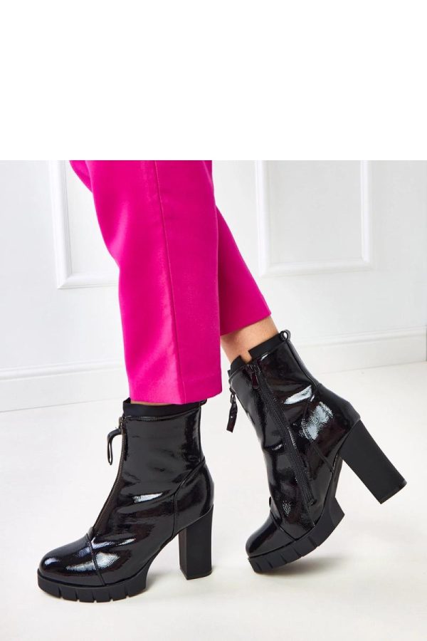 Black Heel Boots in Women`s Ankle Boots & Booties with Fabric, Footbed, Upper Height, Heel Height and Platform Height