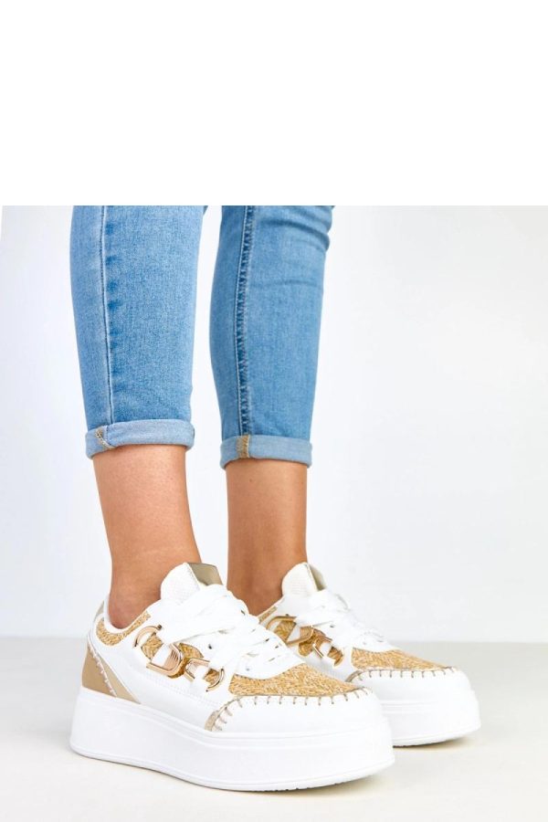 Beige Sport Shoes...Fabric, Footbed and Platform Height