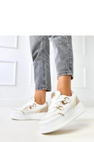 1093133 White Sport Shoes in Women`s Athletic Shoes, Trainers, Sneakers with Fabric, Footbed and Platform Height