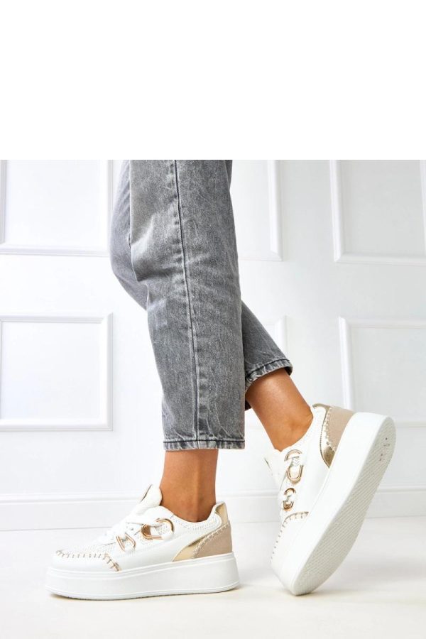 White Sport Shoes in Women`s Athletic Shoes, Trainers, Sneakers with Fabric, Footbed and Platform Height