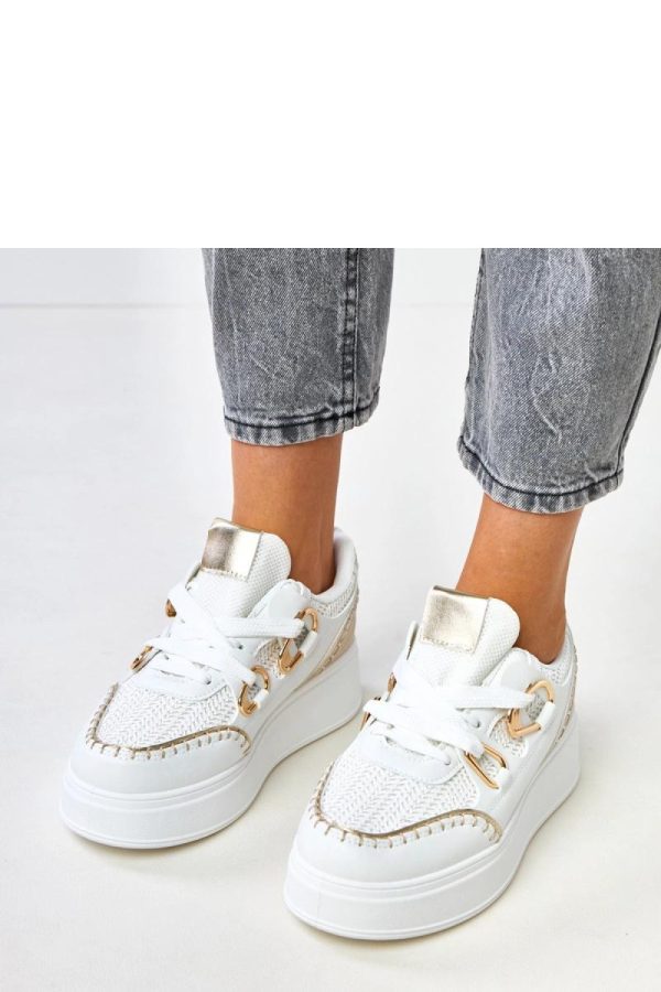 White Sport Shoes in Women`s Athletic Shoes, Trainers, Sneakers with Fabric, Footbed and Platform Height