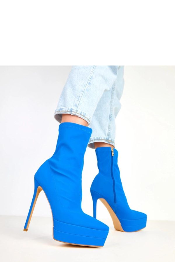 Blue Heel Boots in Women`s Ankle Boots & Booties with Fabric, Footbed, Upper Height, Heel Height and Platform Height