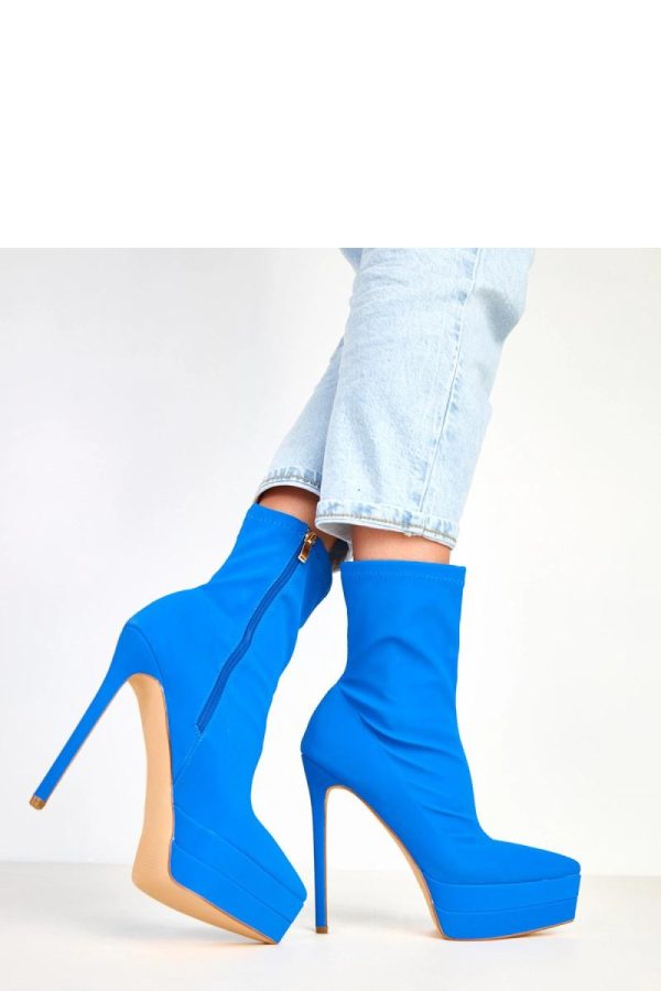 Blue Heel Boots in Women`s Ankle Boots & Booties with Fabric, Footbed, Upper Height, Heel Height and Platform Height
