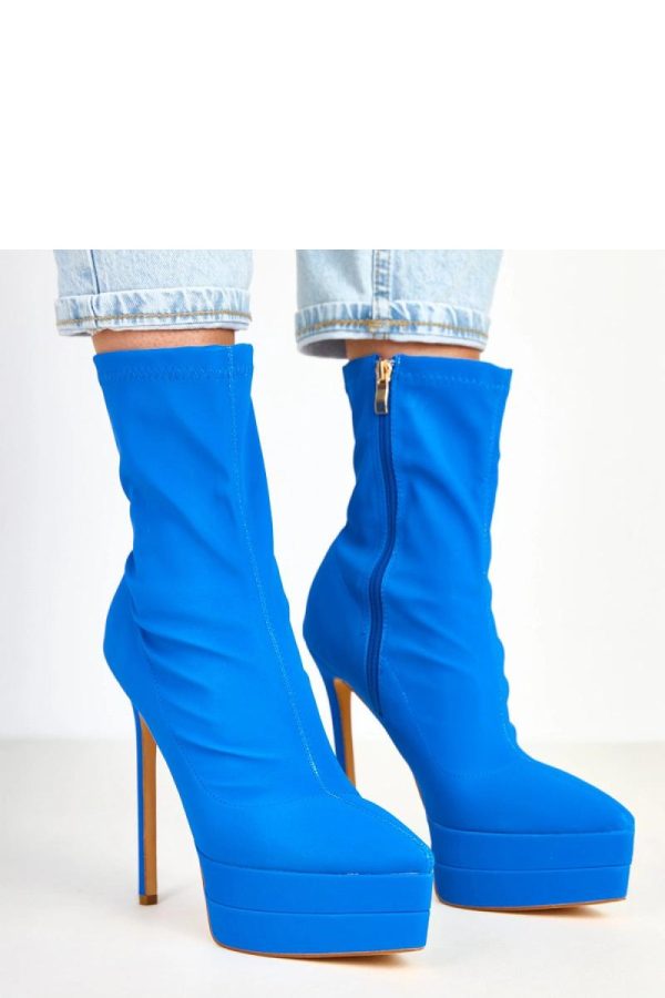 Blue Heel Boots in Women`s Ankle Boots & Booties with Fabric, Footbed, Upper Height, Heel Height and Platform Height