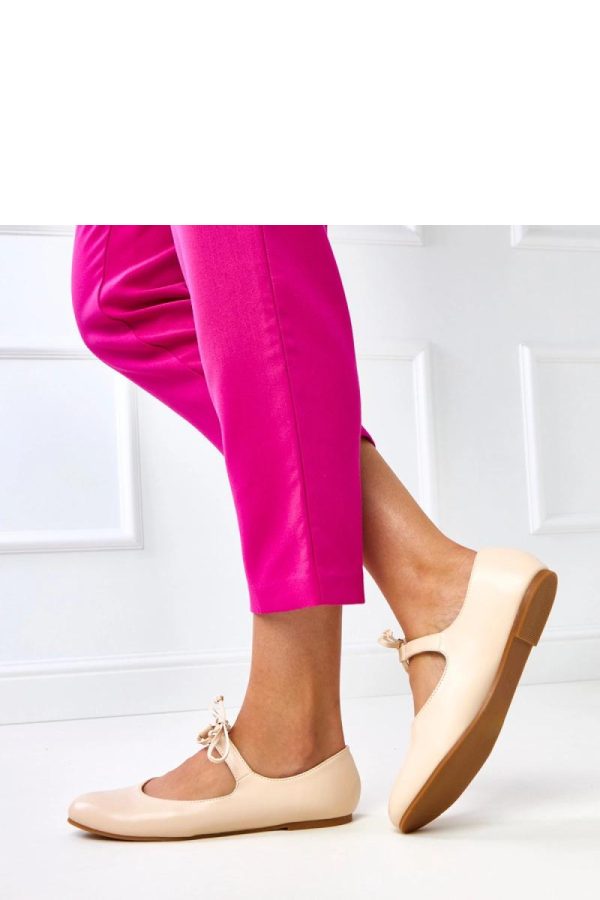 Beige Ballet Flats..Fabric and Footbed