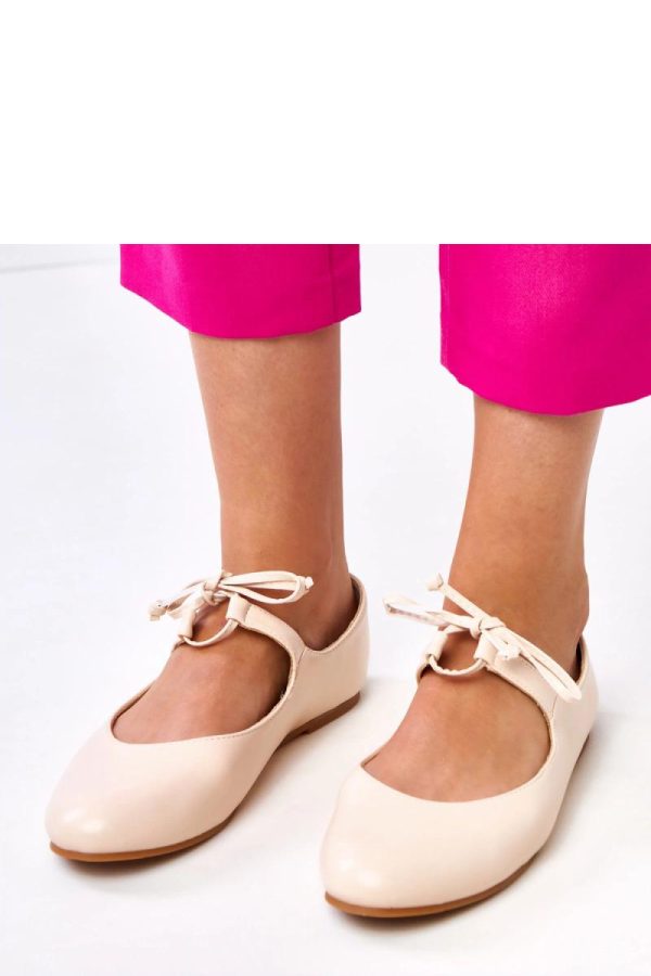 Beige Ballet Flats..Fabric and Footbed