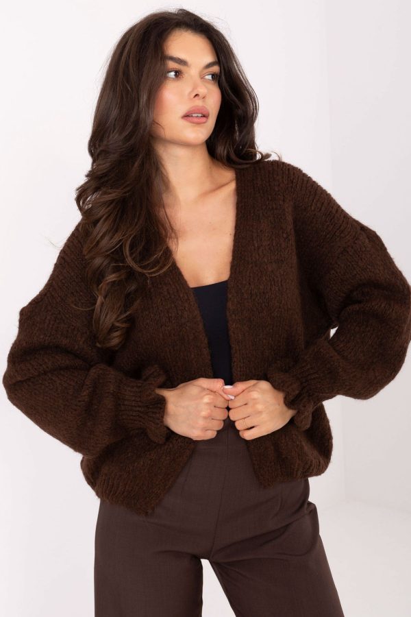 Brown Cardigan in Cardigans For Women, Ponchos with Acrylic, Polyamide, Viscose and Wool