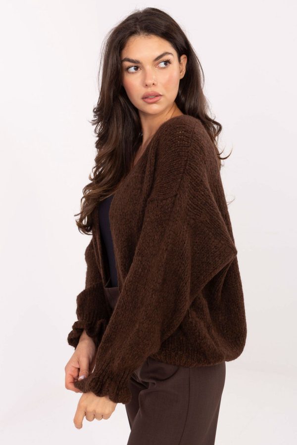 Brown Cardigan in Cardigans For Women, Ponchos with Acrylic, Polyamide, Viscose and Wool