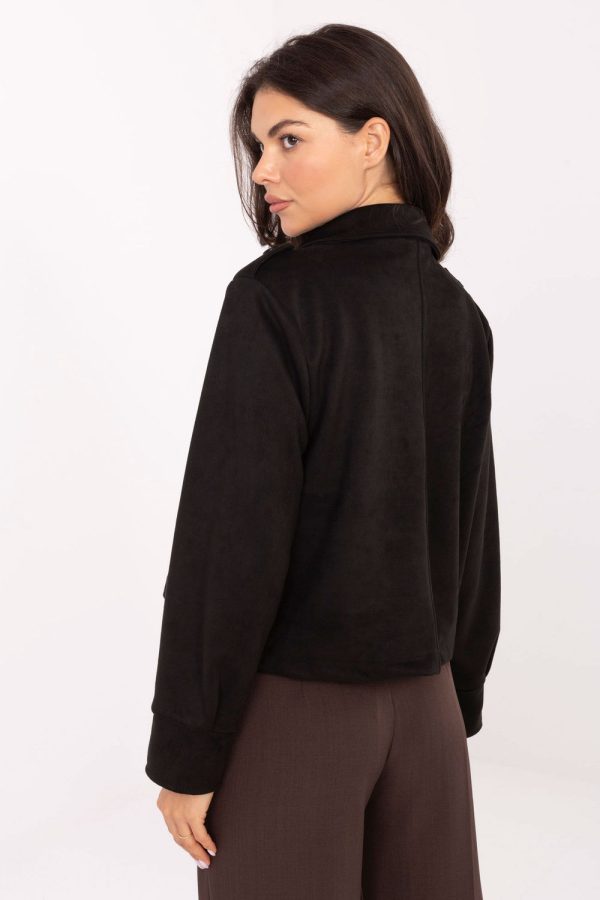 Black Coat in Women`s Coats, Jackets with Spandex and Polyester