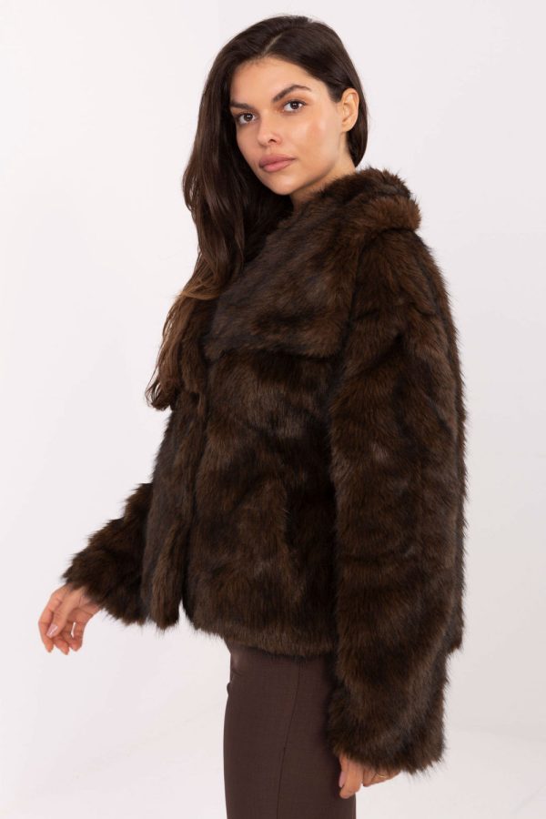Brown Jacket in Women`s Coats, Jackets with Polyester and Viscose