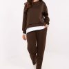 Brown Set in Pants, Trousers, Shorts with Spandex and Viscose