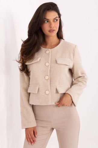Beige Jacket in Jackets, Vests For Women with Polyester