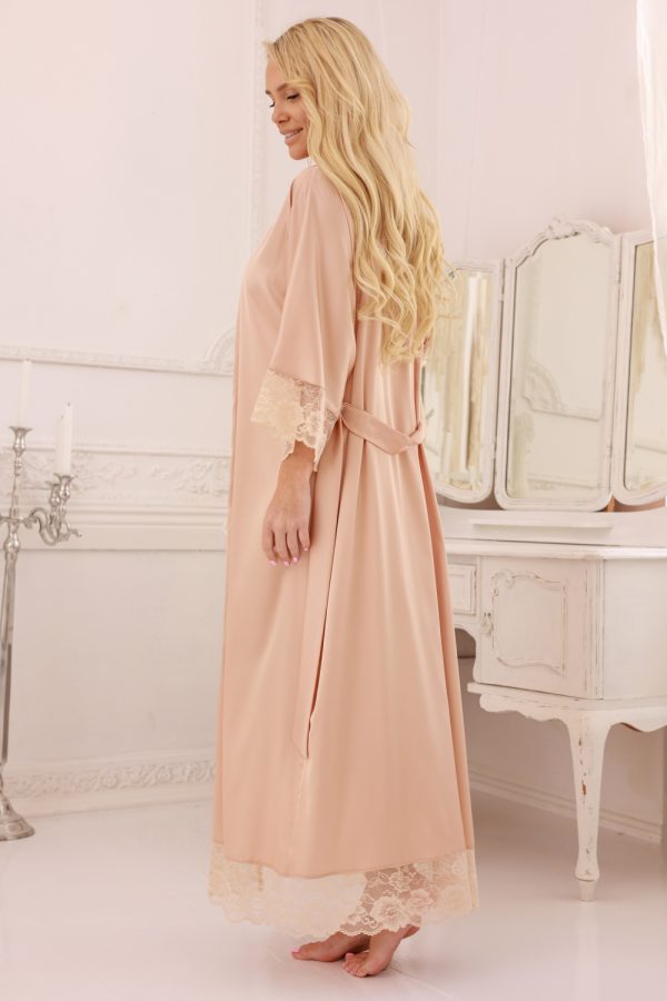 Beige Long Bathrobe..Spandex and Polyester
