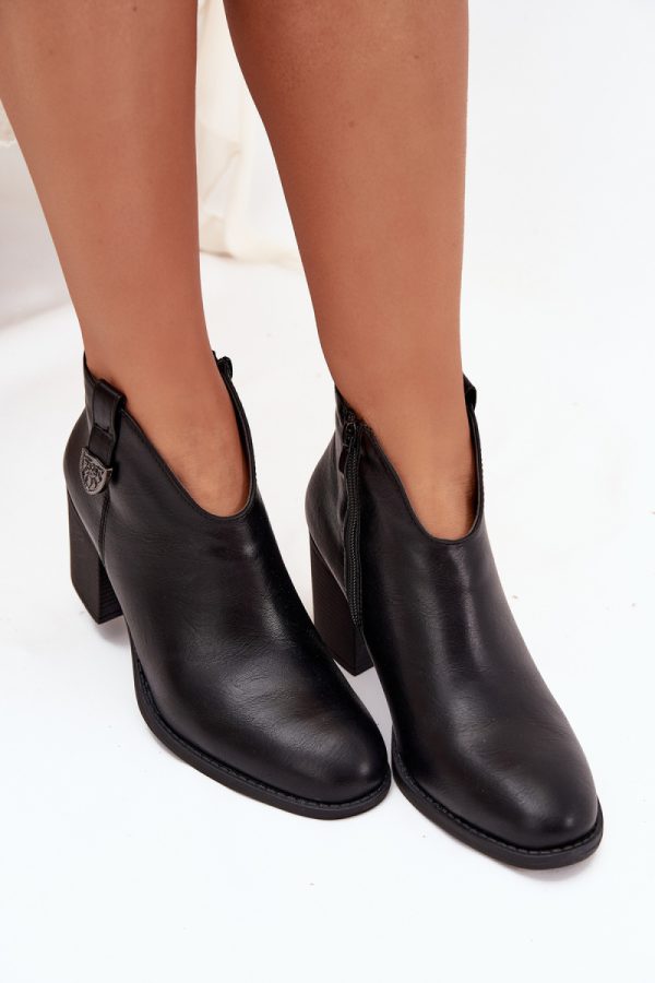 Black Heel Boots in Women`s Ankle Boots & Booties with Fabric, Warmers, Footbed, Upper Height and Heel Height