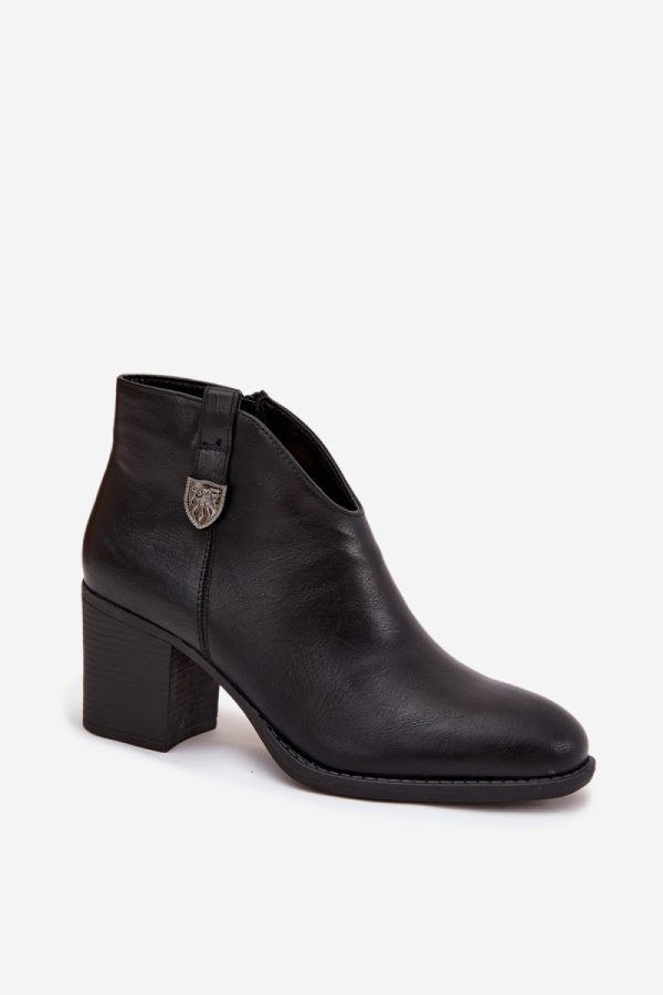 Black Heel Boots in Women`s Ankle Boots & Booties with Fabric, Warmers, Footbed, Upper Height and Heel Height