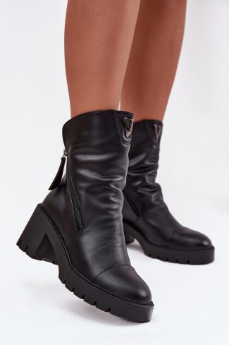 Black Heel Boots in Women`s Ankle Boots & Booties with Fabric, Warmers, Footbed, Upper Height and Heel Height