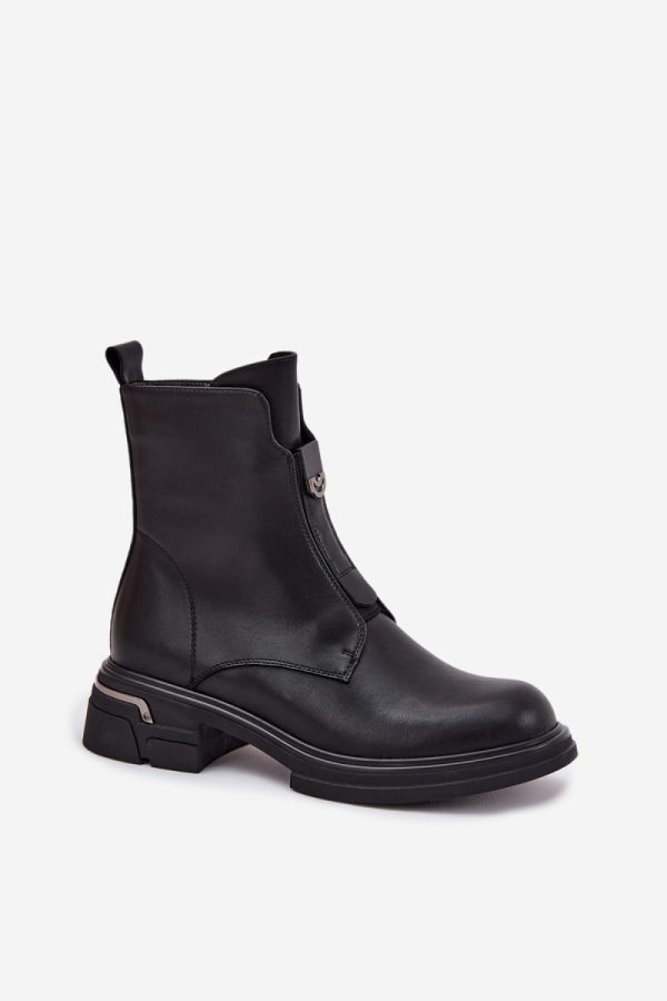 Black Boots in Women`s Ankle Boots & Booties with Fabric, Warmers, Footbed, Upper Height and Heel Height