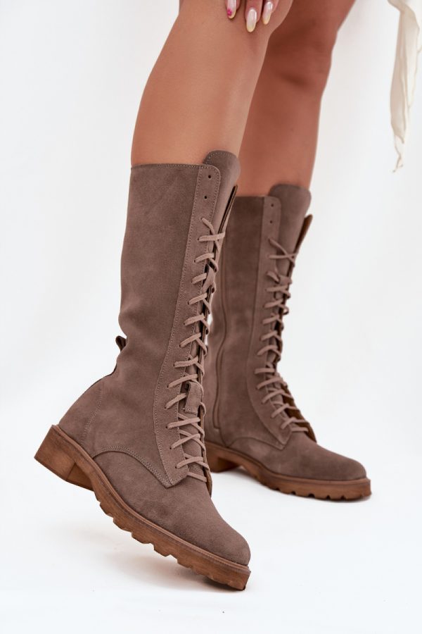 Beige Boots in Women`s Ankle Boots & Booties with Fabric, Footbed, Upper Height and Heel Height