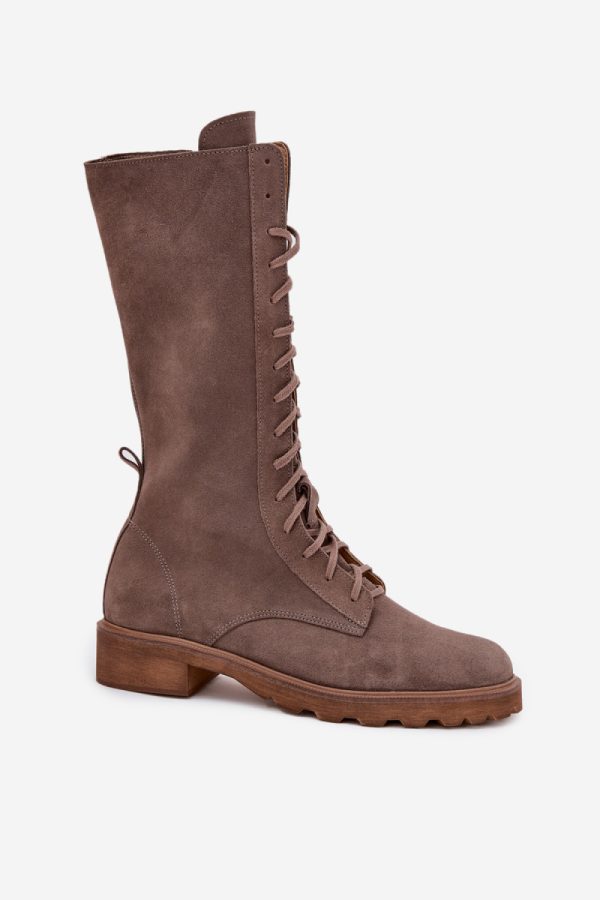 Beige Boots in Women`s Ankle Boots & Booties with Fabric, Footbed, Upper Height and Heel Height