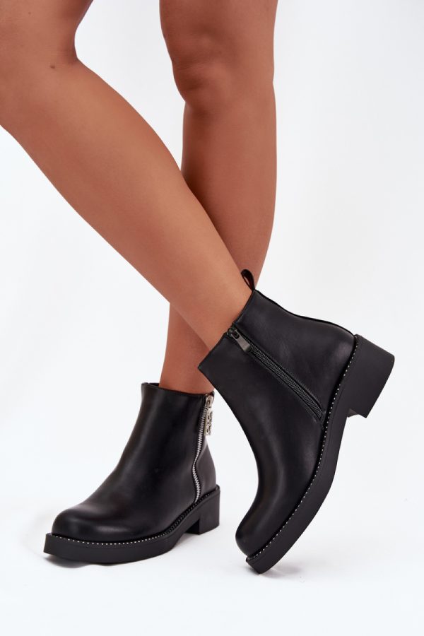 Black Boots in Women`s Ankle Boots & Booties with Fabric, Warmers, Footbed, Upper Height and Heel Height