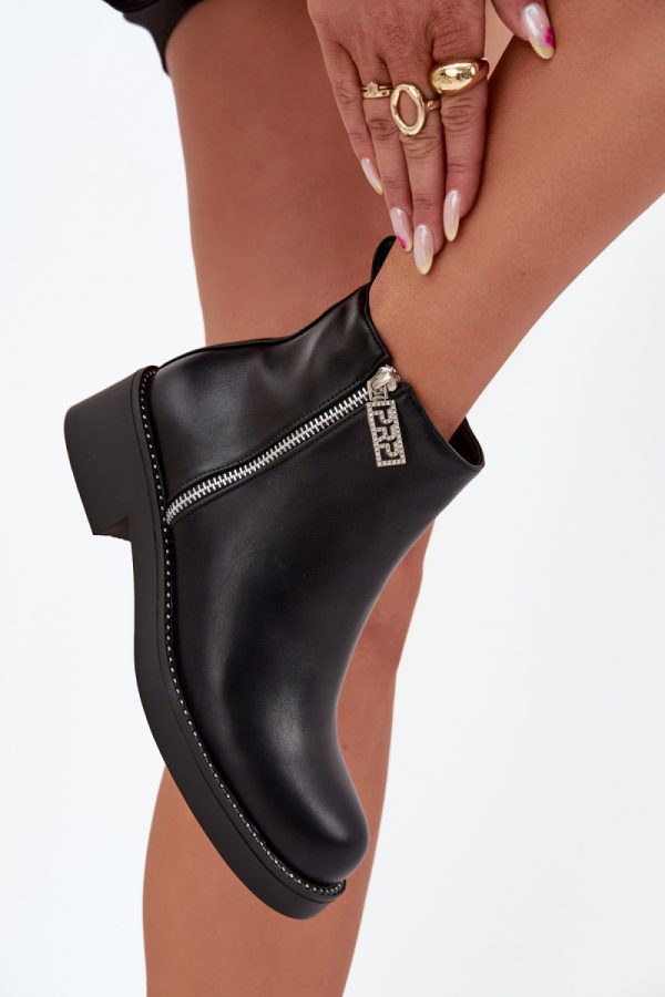 Black Boots in Women`s Ankle Boots & Booties with Fabric, Warmers, Footbed, Upper Height and Heel Height