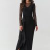 Black Long Dress in Evening Dresses with Spandex and Polyester