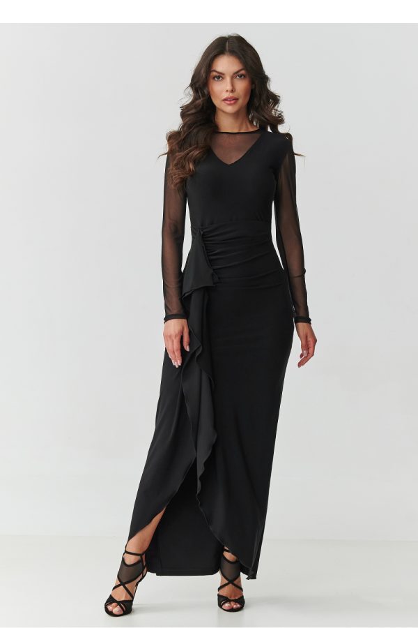 Black Long Dress in Evening Dresses with Spandex and Polyester