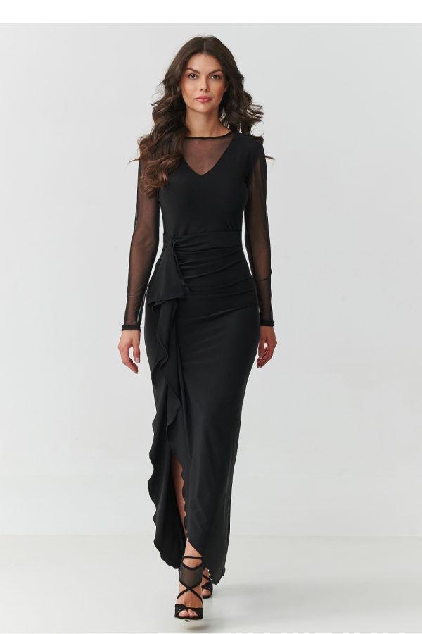 Black Long Dress in Evening Dresses with Spandex and Polyester