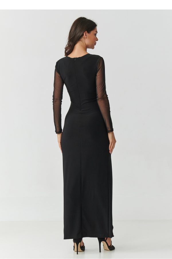 Black Long Dress in Evening Dresses with Spandex and Polyester