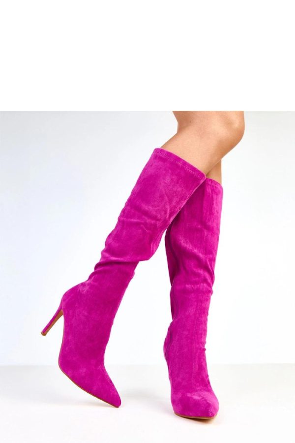 Pink Heel Boots....Fabric, Footbed, Upper Height and Heel Height