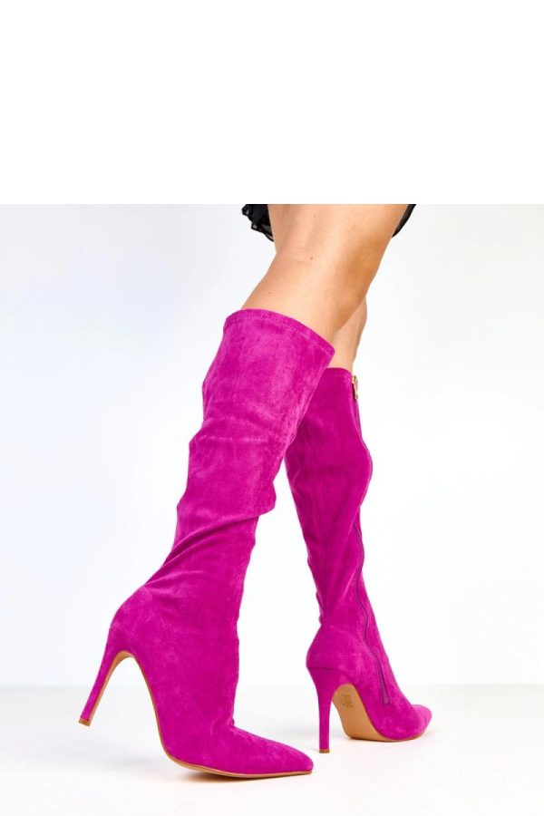 Pink Heel Boots....Fabric, Footbed, Upper Height and Heel Height