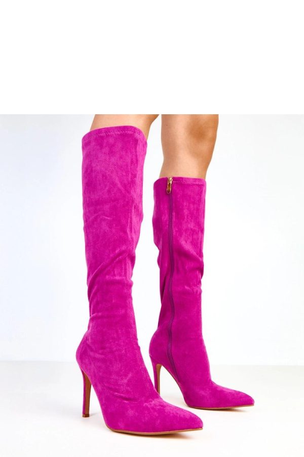 Pink Heel Boots....Fabric, Footbed, Upper Height and Heel Height