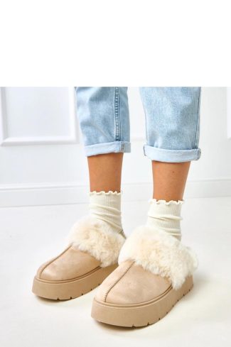 Beige Snow Boots.Fabric, Footbed and Platform Height