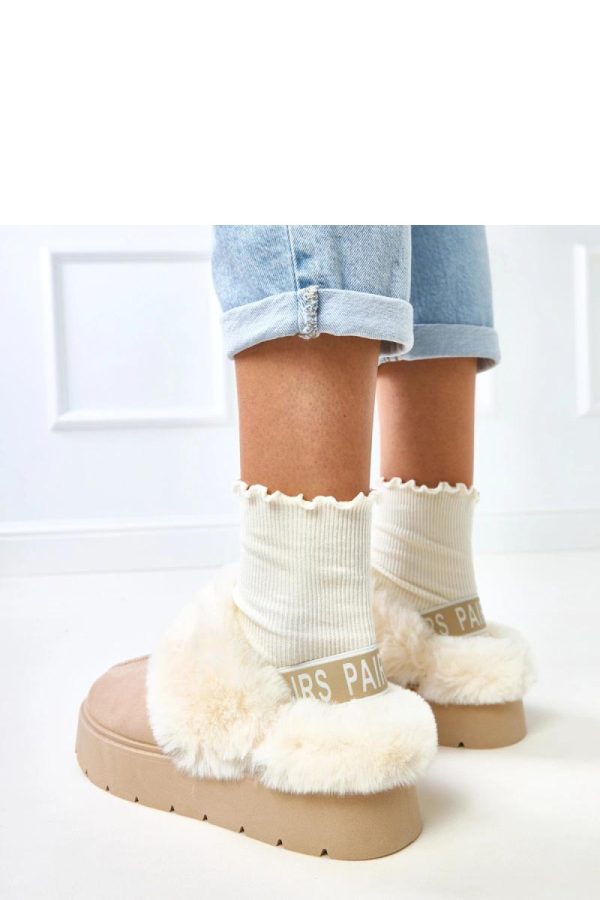 Beige Snow Boots.Fabric, Footbed and Platform Height