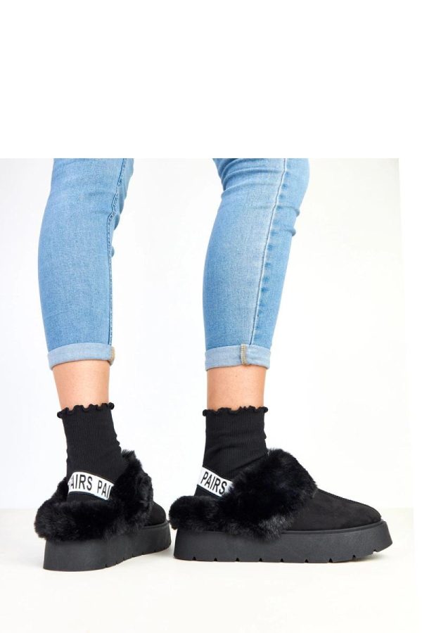 Black Snow Boots..Fabric, Footbed and Platform Height