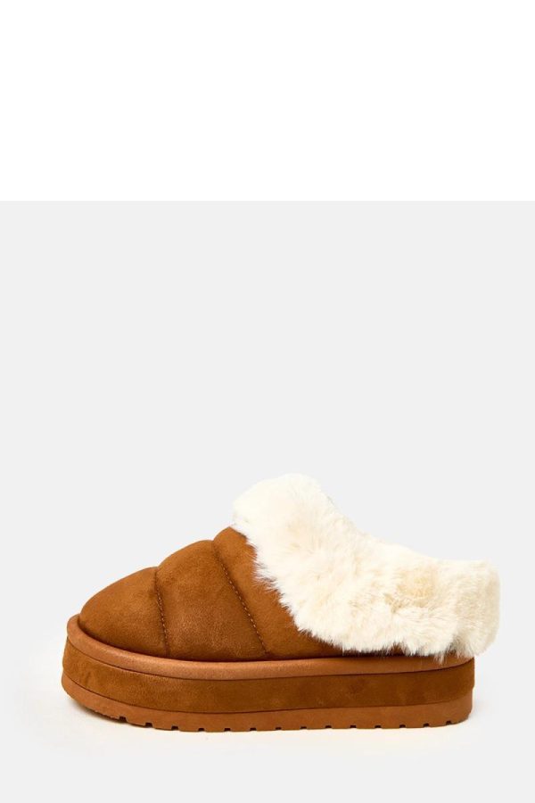 Brown Snow Boots in Women`s Ankle Boots & Booties with Fabric, Footbed and Platform Height