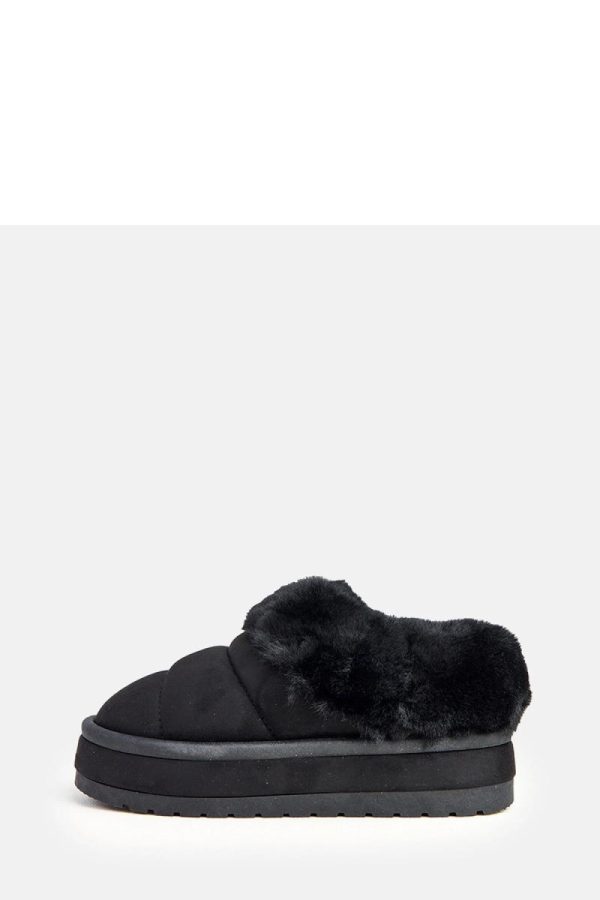 Black Snow Boots in Women`s Ankle Boots & Booties with Fabric, Footbed and Platform Height