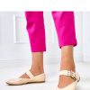 Beige Ballet Flats.Fabric and Footbed
