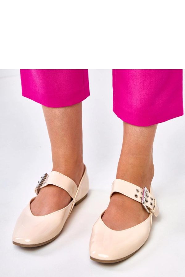 Beige Ballet Flats.Fabric and Footbed
