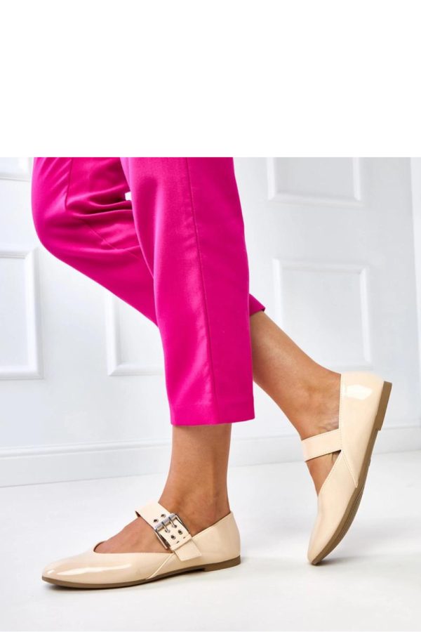 Beige Ballet Flats.Fabric and Footbed