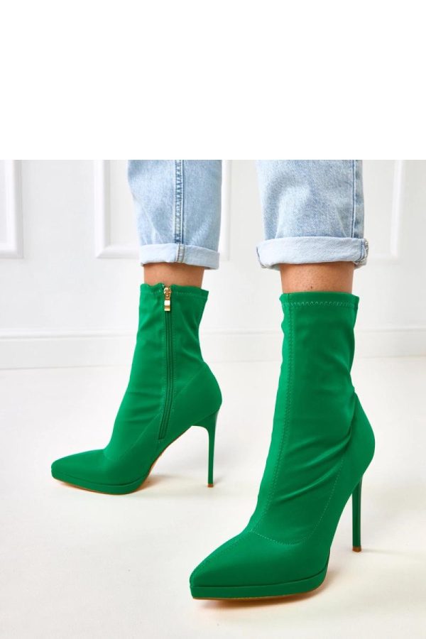 Green Heel Boots...Fabric, Footbed, Upper Height, Heel Height and Platform Height