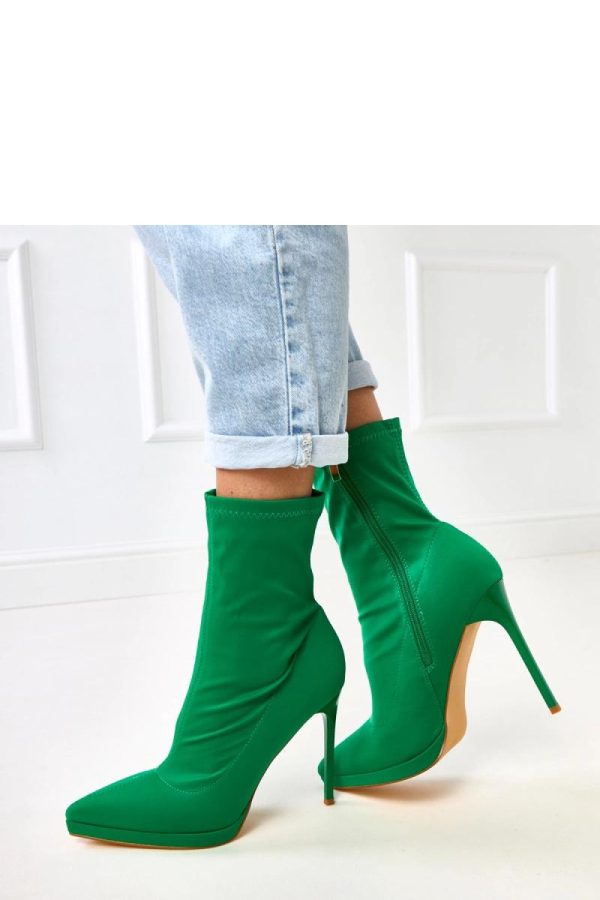 Green Heel Boots...Fabric, Footbed, Upper Height, Heel Height and Platform Height