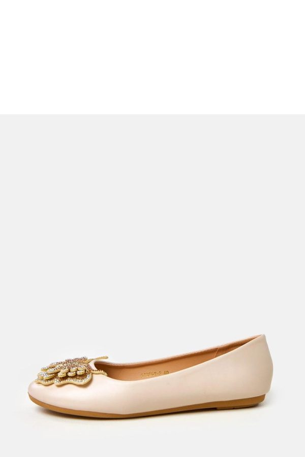Beige Ballet Flats....Fabric and Footbed