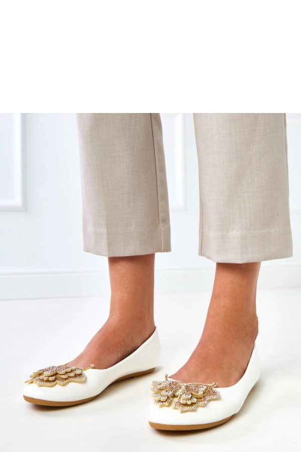 White Ballet Flats.Fabric and Footbed